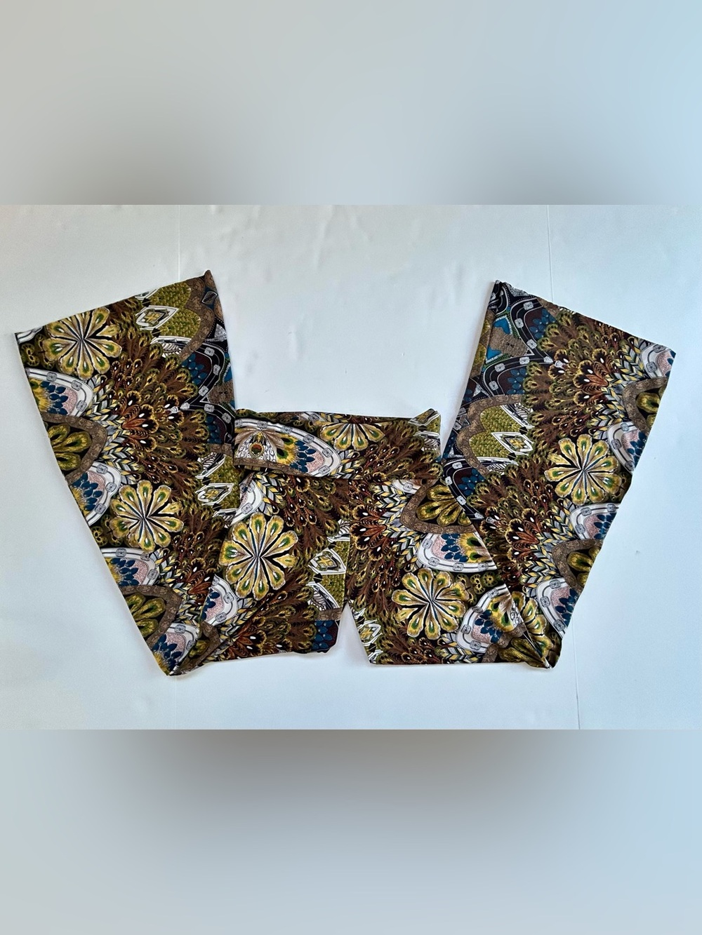 Wide Leg Printed Palazzo Pants in Olive Brown Floral